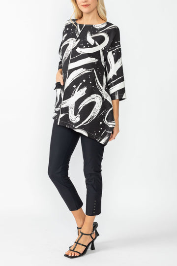 Black Contrast Brush Front Pocket Top